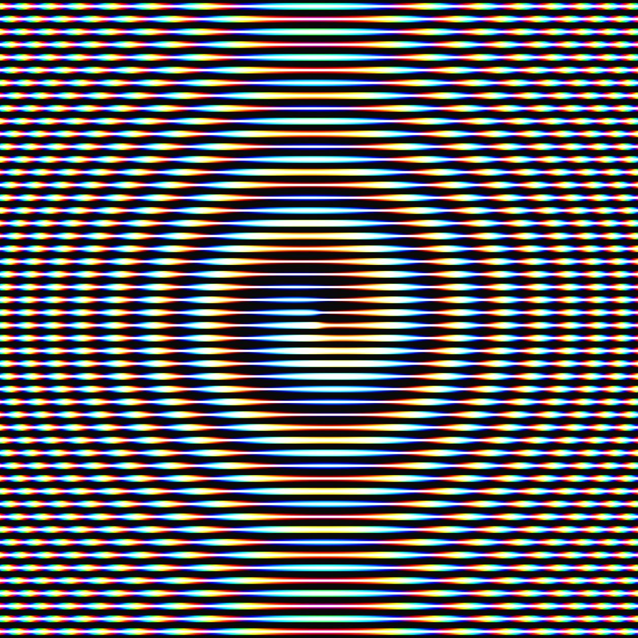 Kunstværk der viser en spiral i lysets farver.